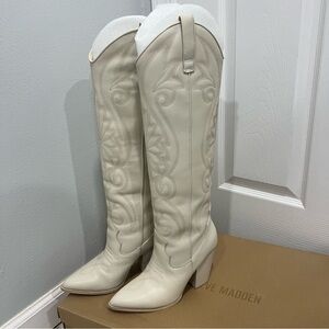 LASSO BONE LEATHER WOMEN’S BOOTS STEVE MADDEN